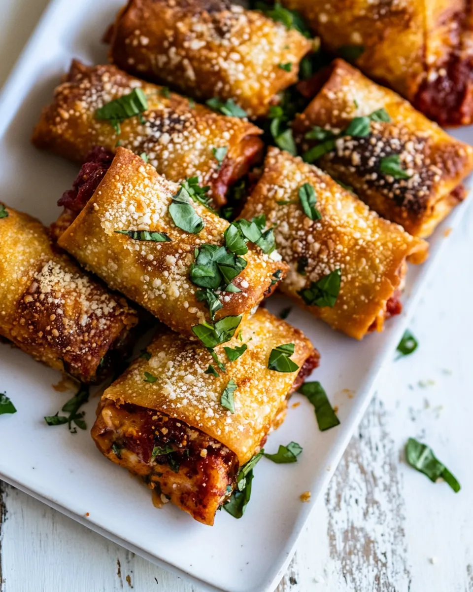 Simple Garlic Butter Pizza Egg Rolls. dish image