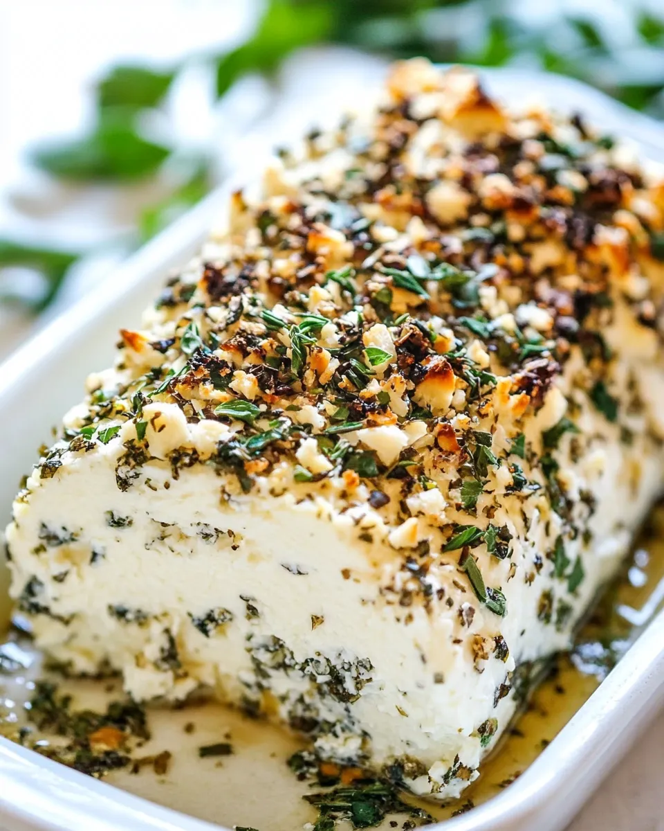 Delicious Garlic Herb Cheese Log shot