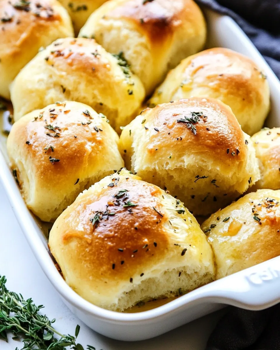 Easy Garlic Herb Parker House Rolls shot
