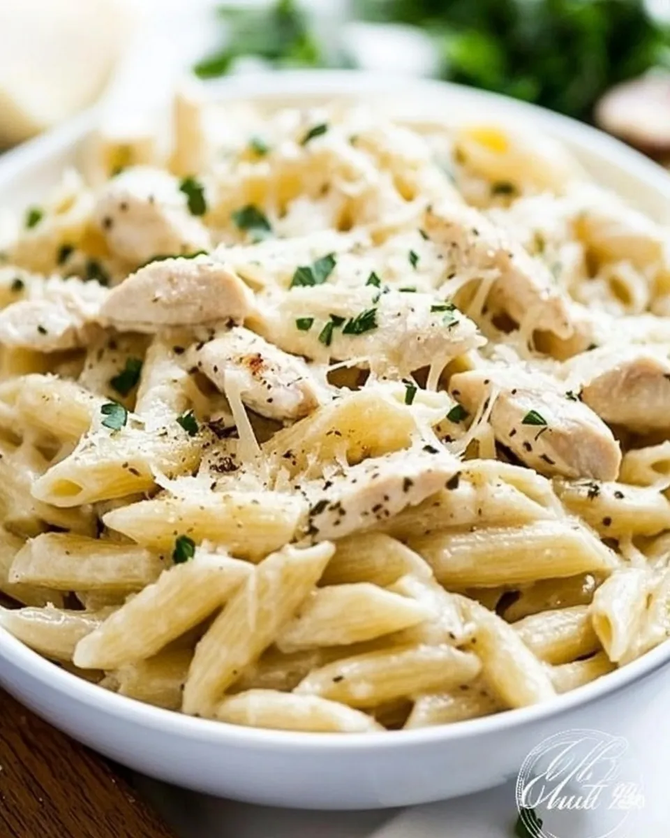 Delicious Garlic Parmesan Chicken Pasta shot