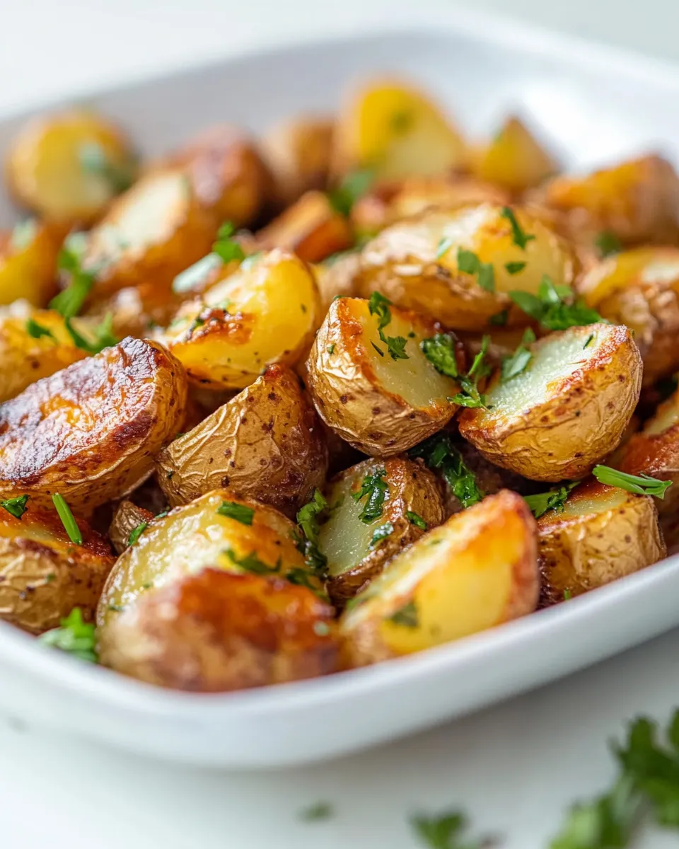 Quick Garlicky Crispy Potatoes with All The Herbs. shot
