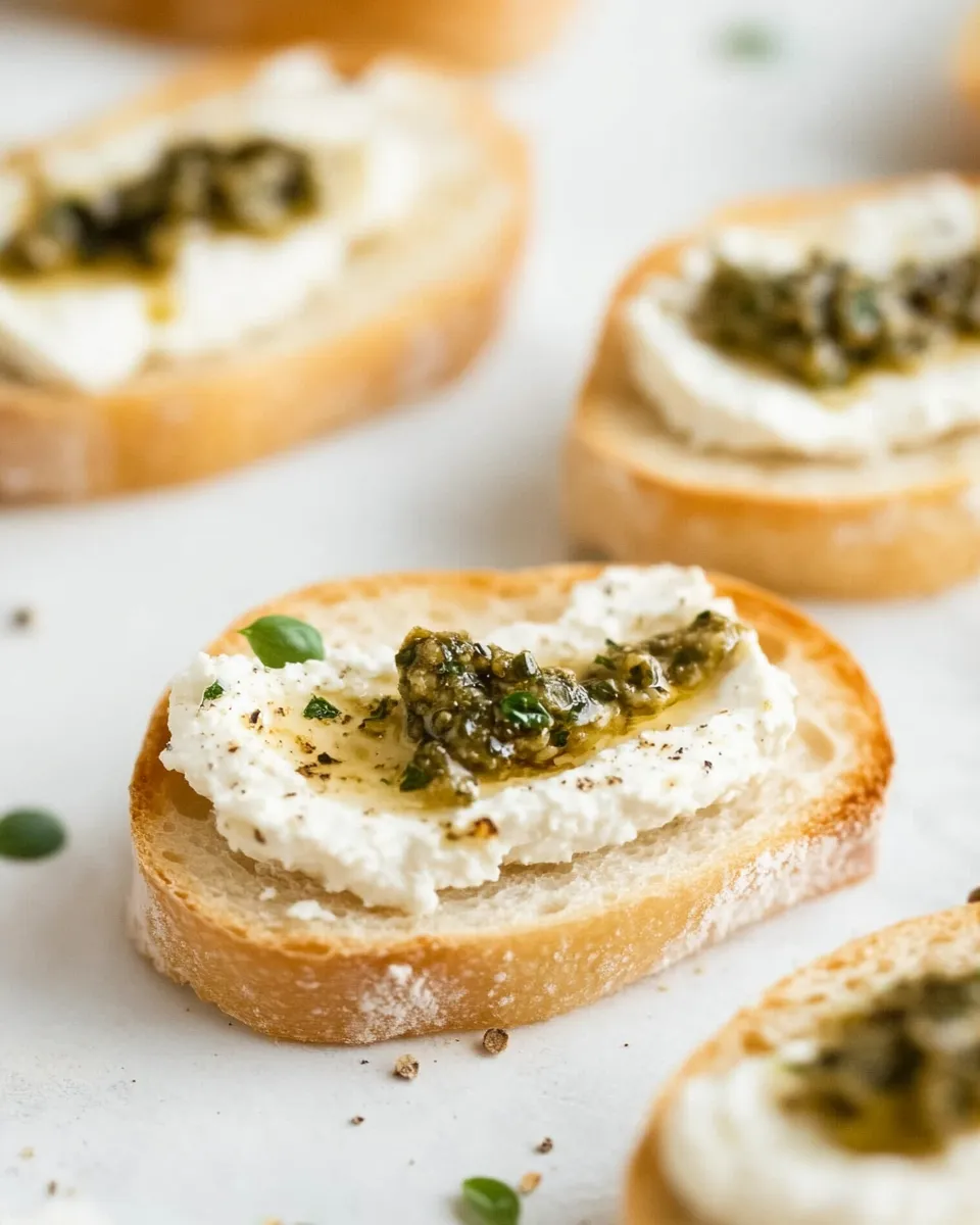 Easy Goat Cheese Crostini Canapes recipe photo