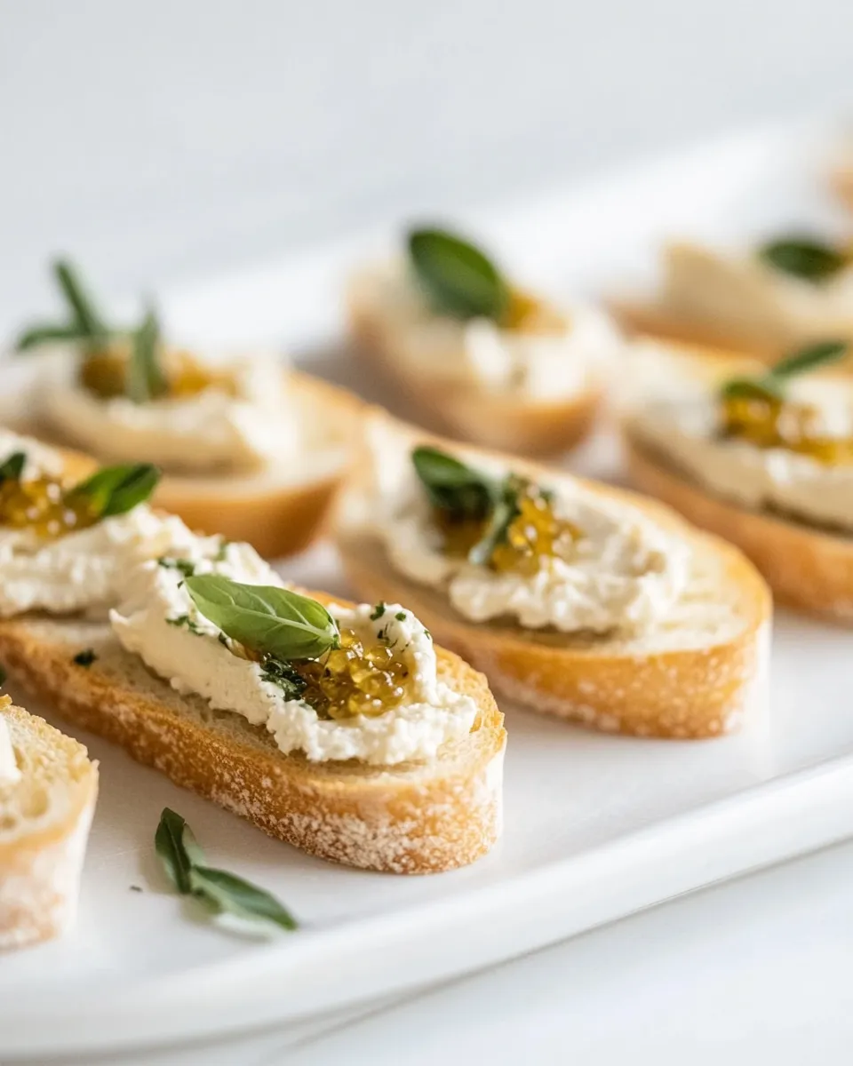Delicious Goat Cheese Crostini Canapes shot
