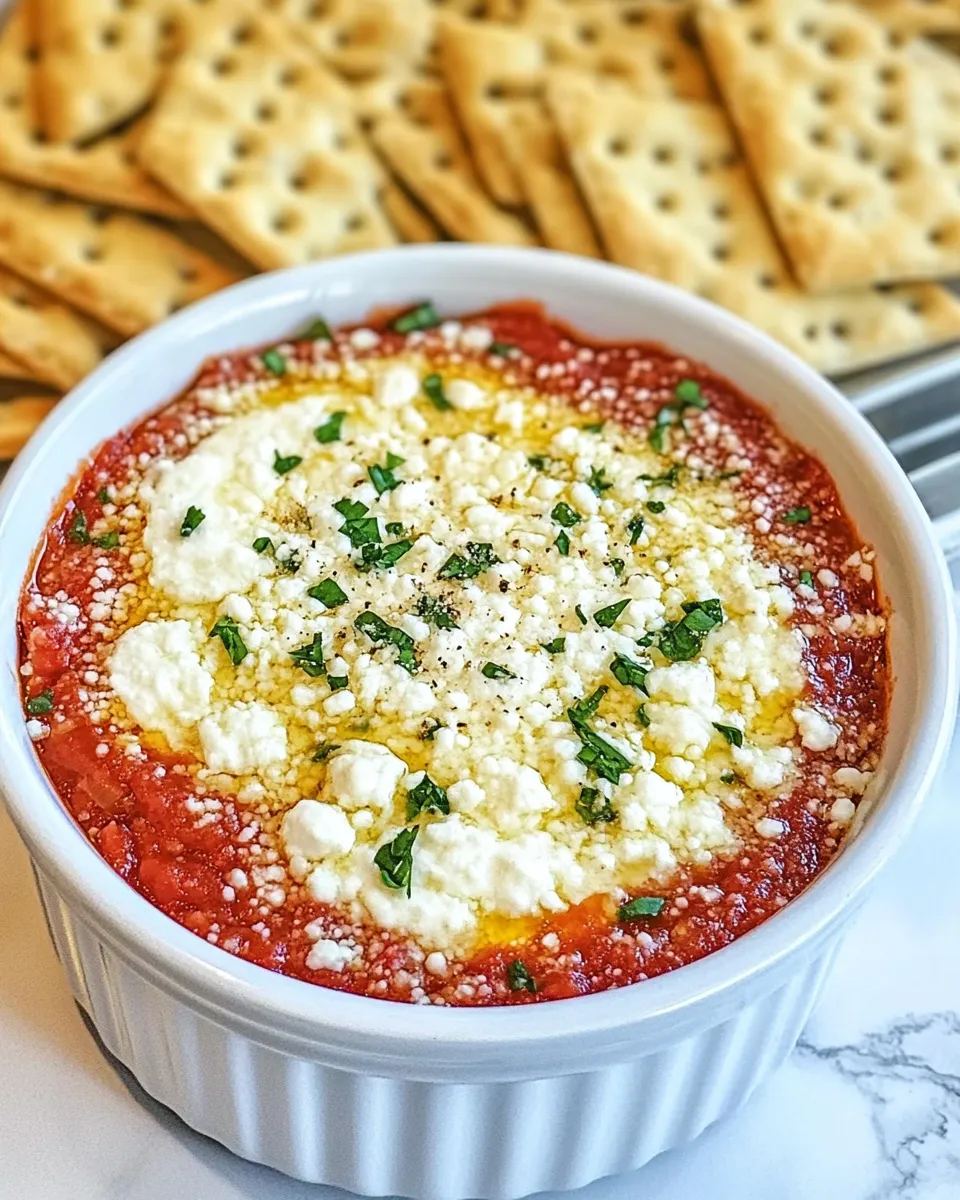 Delicious Goat Cheese Marinara Dip shot