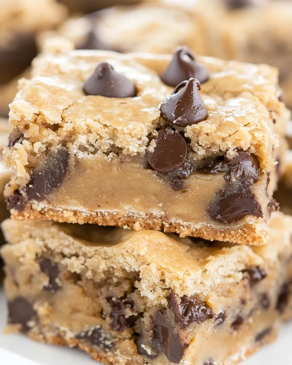 Delicious Gooey Peanut Butter Chocolate Chip Cookie Bars shot
