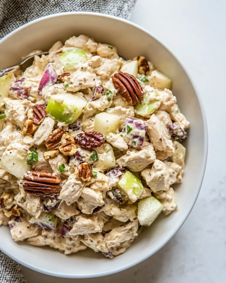 Delicious Greek Yogurt Chicken Salad with Toasted Pecans and Apples shot