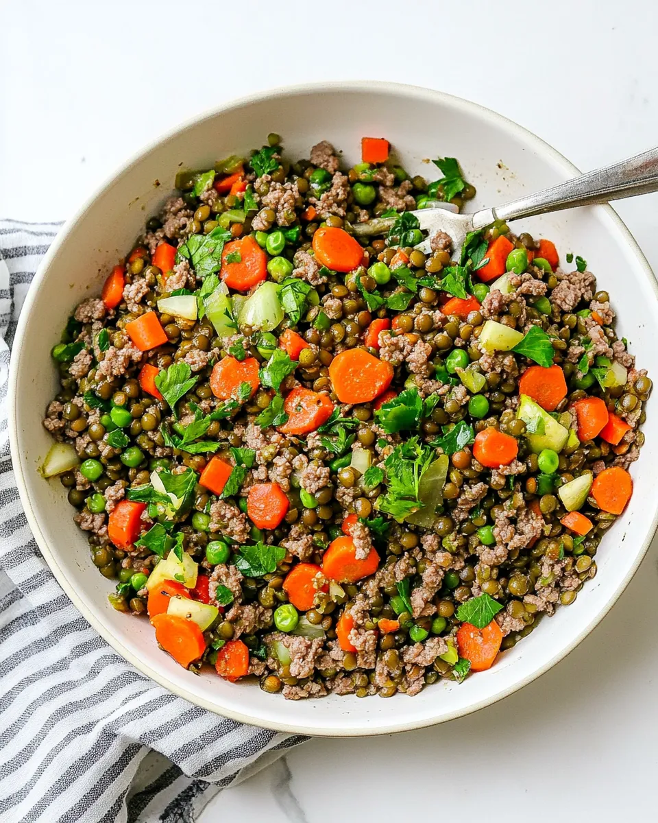 Healthy Ground Beef and Lentil Skillet with Vegetables image