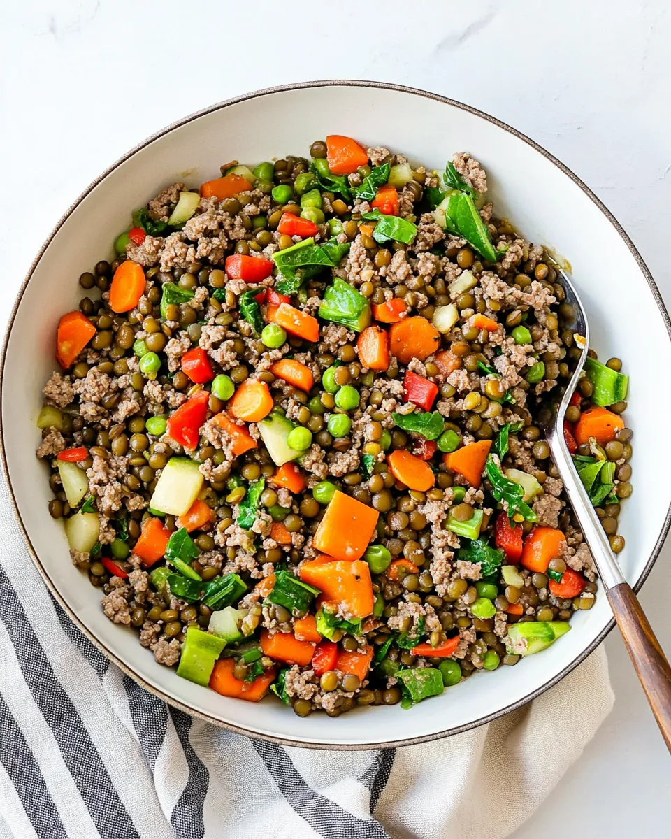 Delicious Ground Beef and Lentil Skillet with Vegetables recipe photo