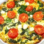 Homemade Hashbrown, Spinach, Tomato and Feta Pie photo