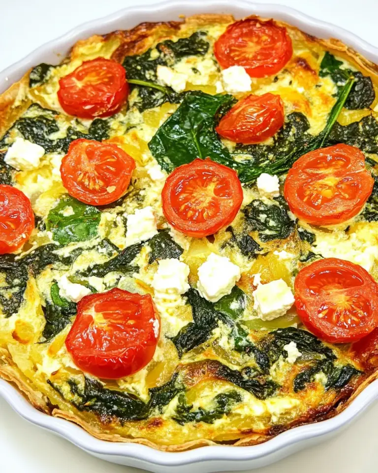 Homemade Hashbrown, Spinach, Tomato and Feta Pie photo