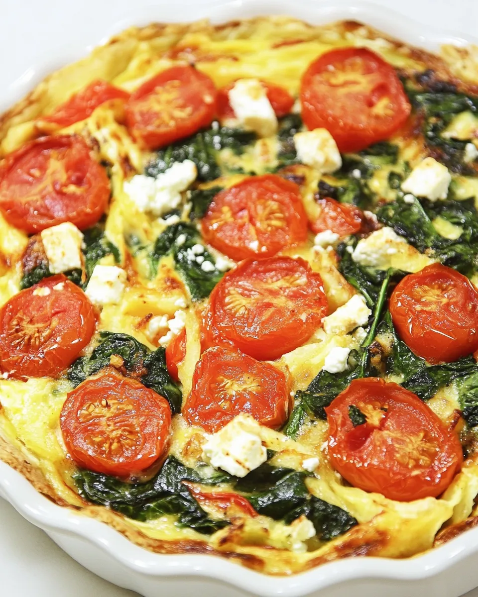 Delicious Hashbrown, Spinach, Tomato and Feta Pie shot