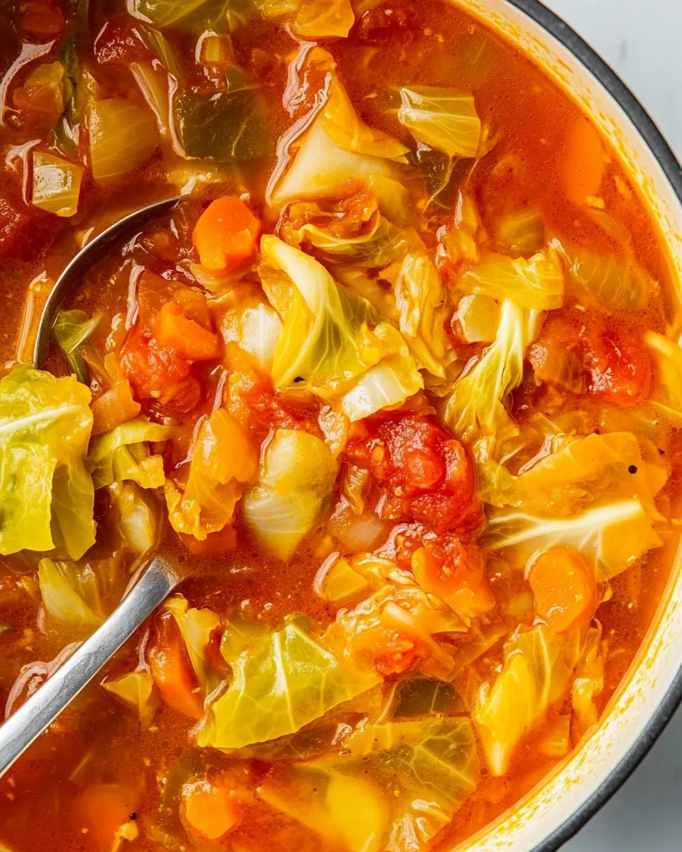 Delicious Hearty Cabbage Soup food shot