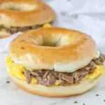 Delicious Homemade McDonalds Steak Egg and Cheese Bagel: Breakfast Perfection photo