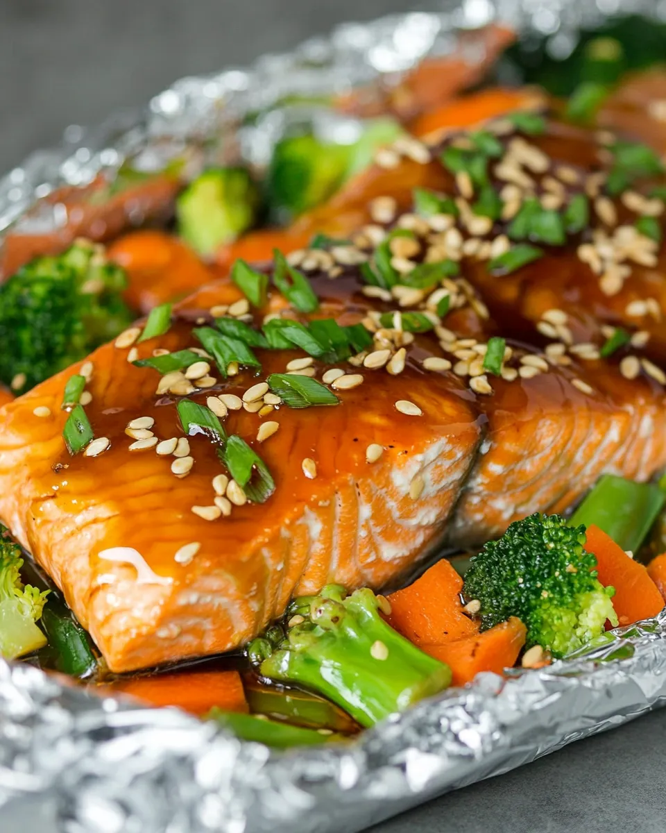 Easy Honey Teriyaki Salmon and Veggies in Foil photo