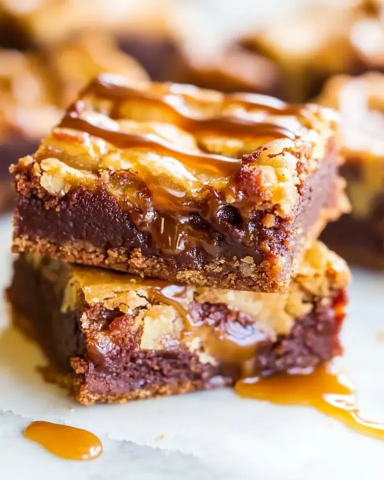 Delicious Hot Fudge and Salted Caramel Blondies recipe photo