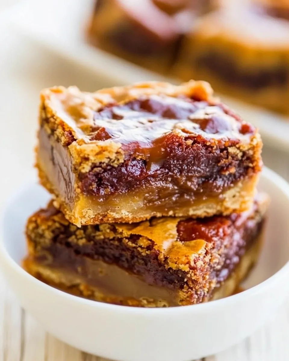 Homemade Hot Fudge and Salted Caramel Blondies plate image