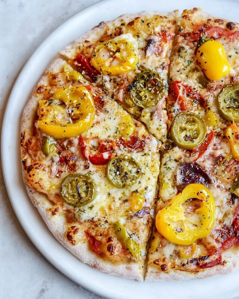 Homemade Hot and Sweet Triple Pepper Pizza. image