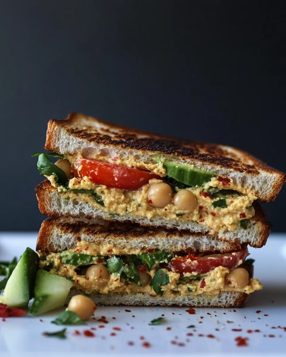 Delicious Hummus Mashed Chickpea Sandwiches shot
