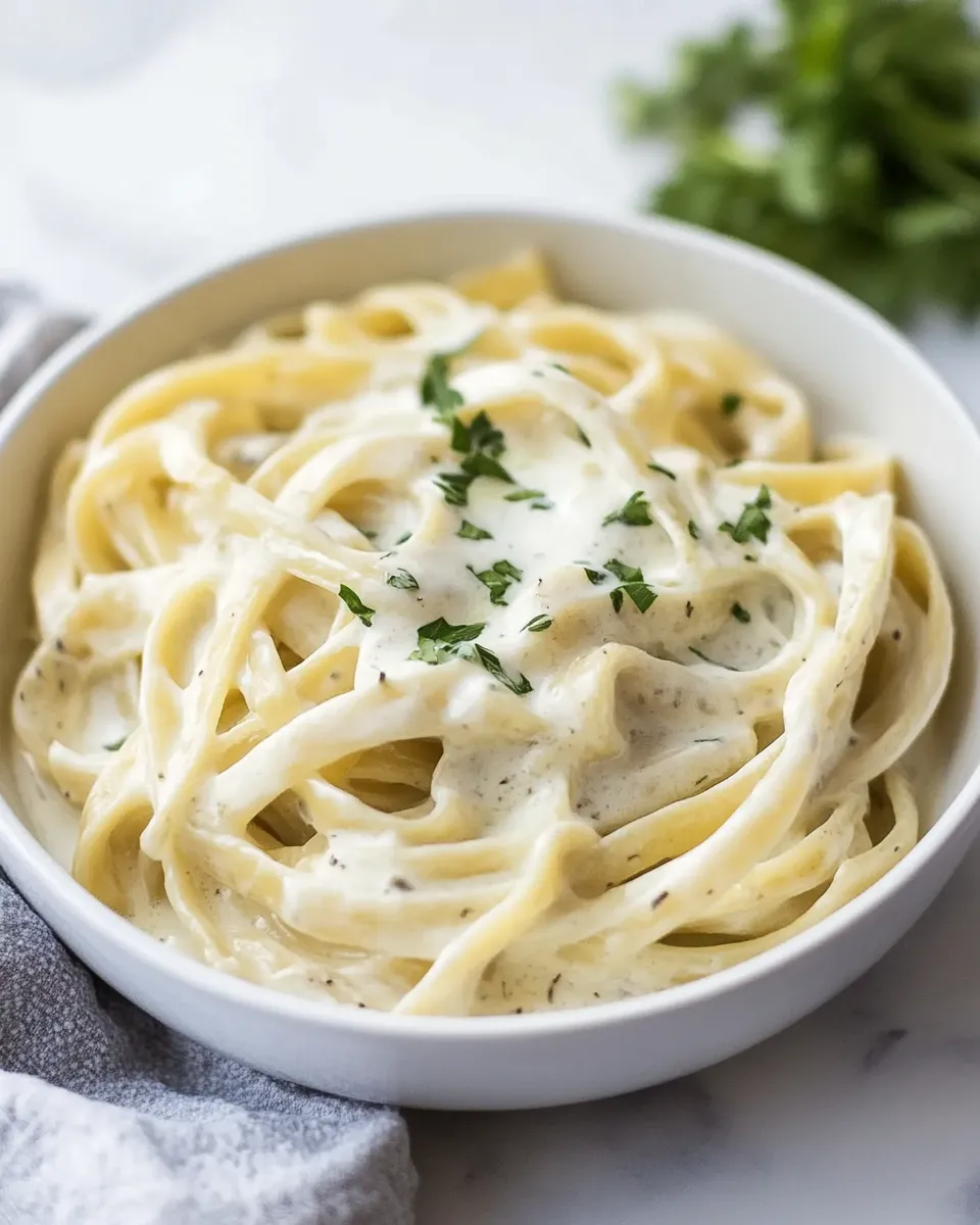 Easy Instant Pot Skinny Fettuccine Alfredo shot