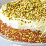 Homemade Italian Almond Pistachio Cake w/ Cream Cheese Frosting photo