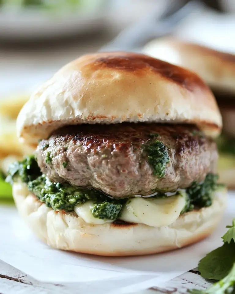 Homemade Lamb Burger Recipe with Mint Pesto photo
