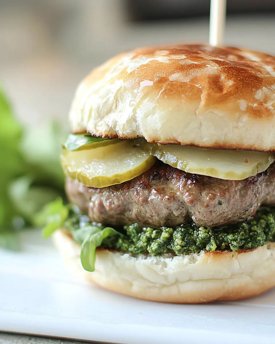 Easy Lamb Burger Recipe with Mint Pesto recipe photo