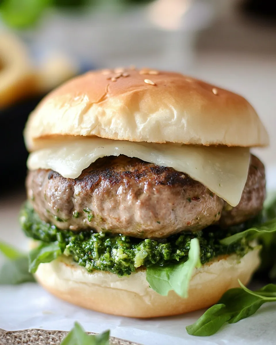 Delicious Lamb Burger Recipe with Mint Pesto shot