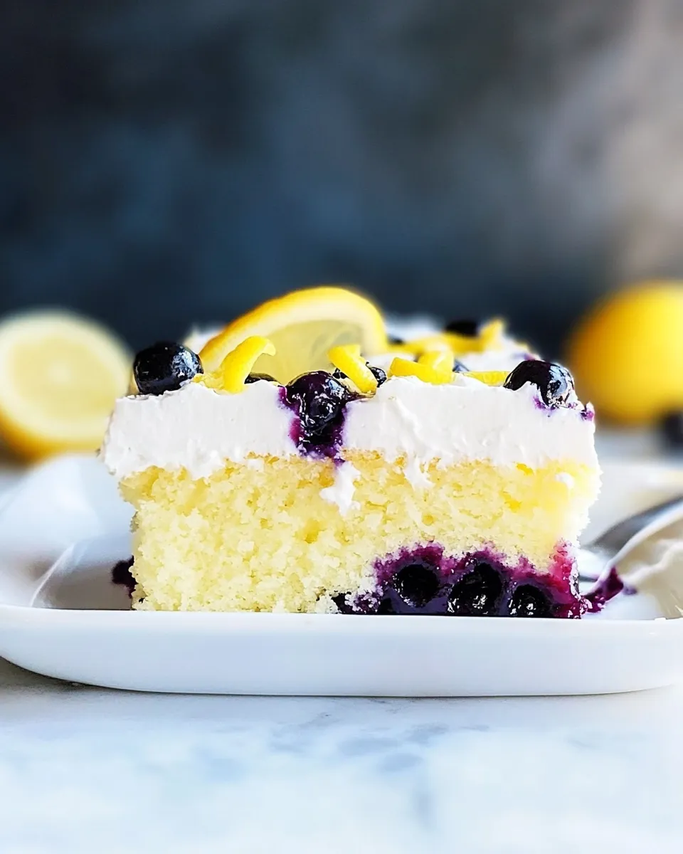 Delicious Lemon Blueberry Poke Cake shot