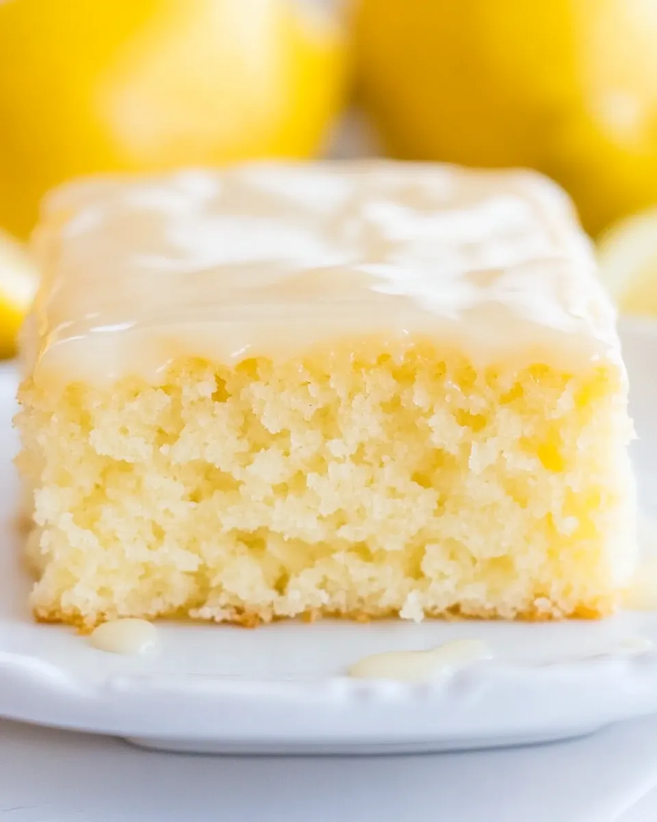 Delicious Lemon Buttermilk Cake with Lemon Glaze food shot