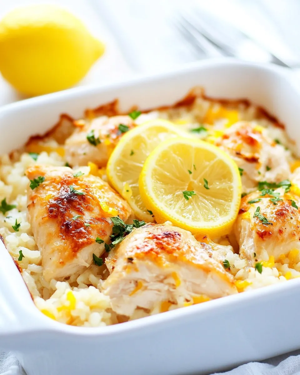 Easy Lemon Chicken and Rice Casserole food shot