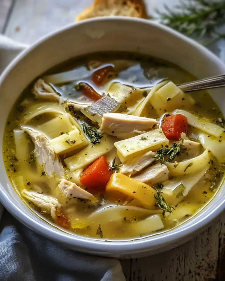 Homemade Lemony Pesto Chicken Noodle Soup. recipe photo
