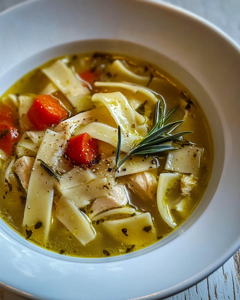 Easy Lemony Pesto Chicken Noodle Soup. food shot