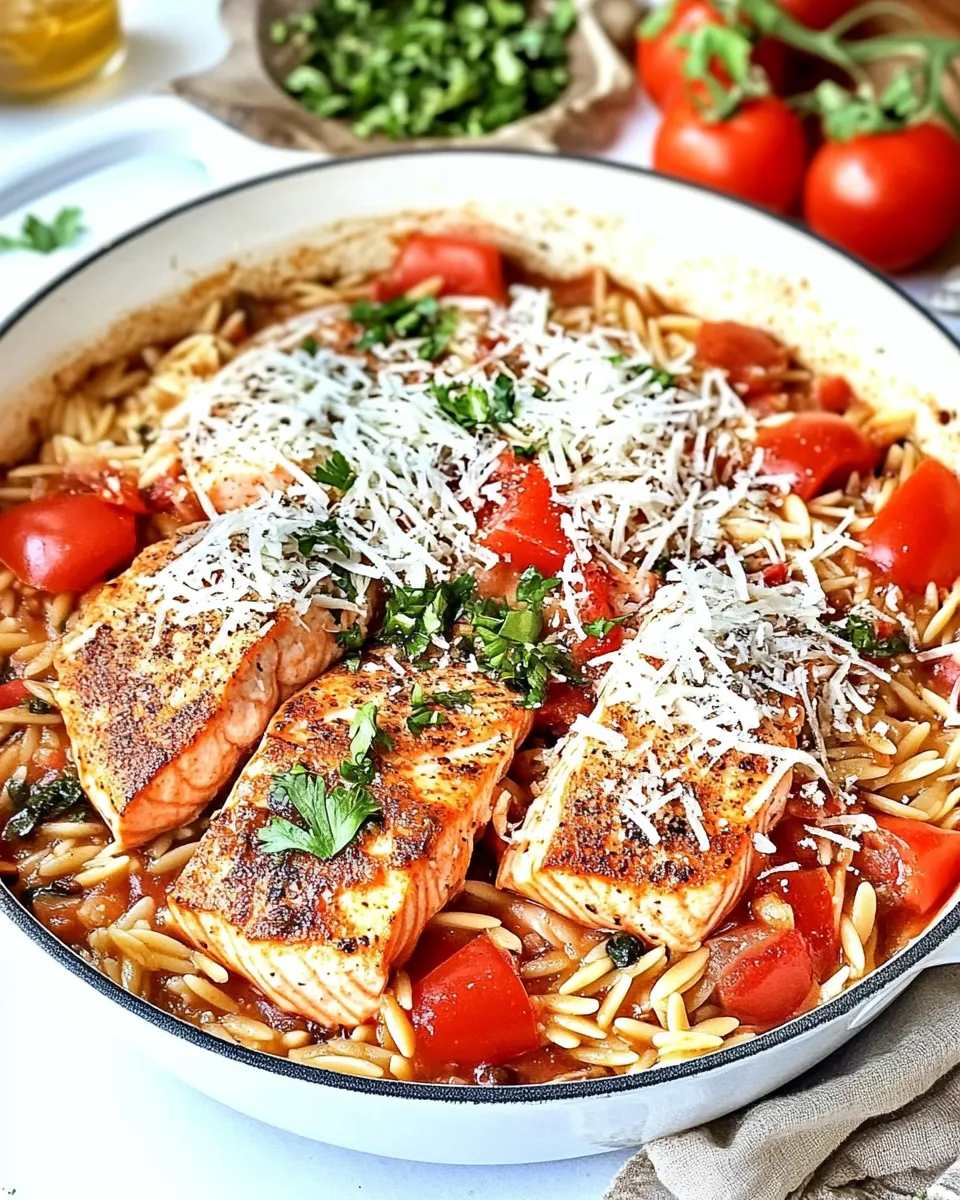 Delicious Light Italian One Pot Salmon & Orzo Recipe image
