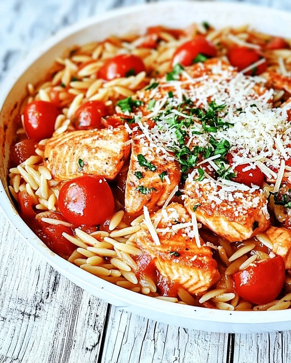 Healthy Light Italian One Pot Salmon & Orzo Recipe dish photo