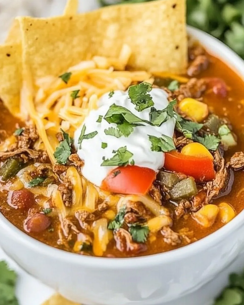 Homemade Loaded Beef Enchilada Soup photo