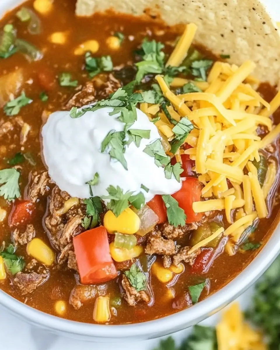 Easy Loaded Beef Enchilada Soup recipe photo
