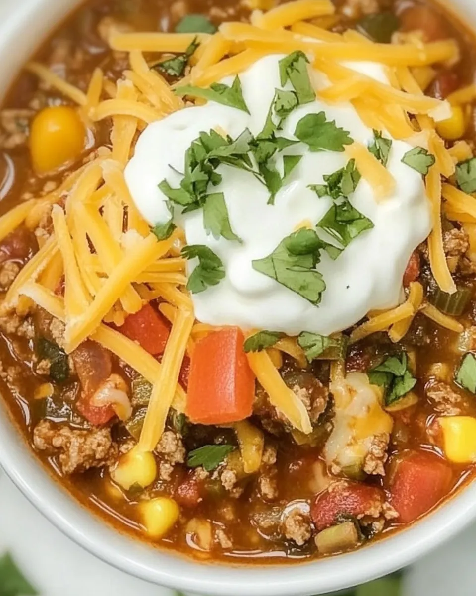 Delicious Loaded Beef Enchilada Soup shot