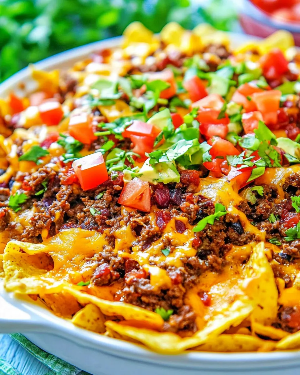 Delicious Loaded Beef Skillet Nachos shot