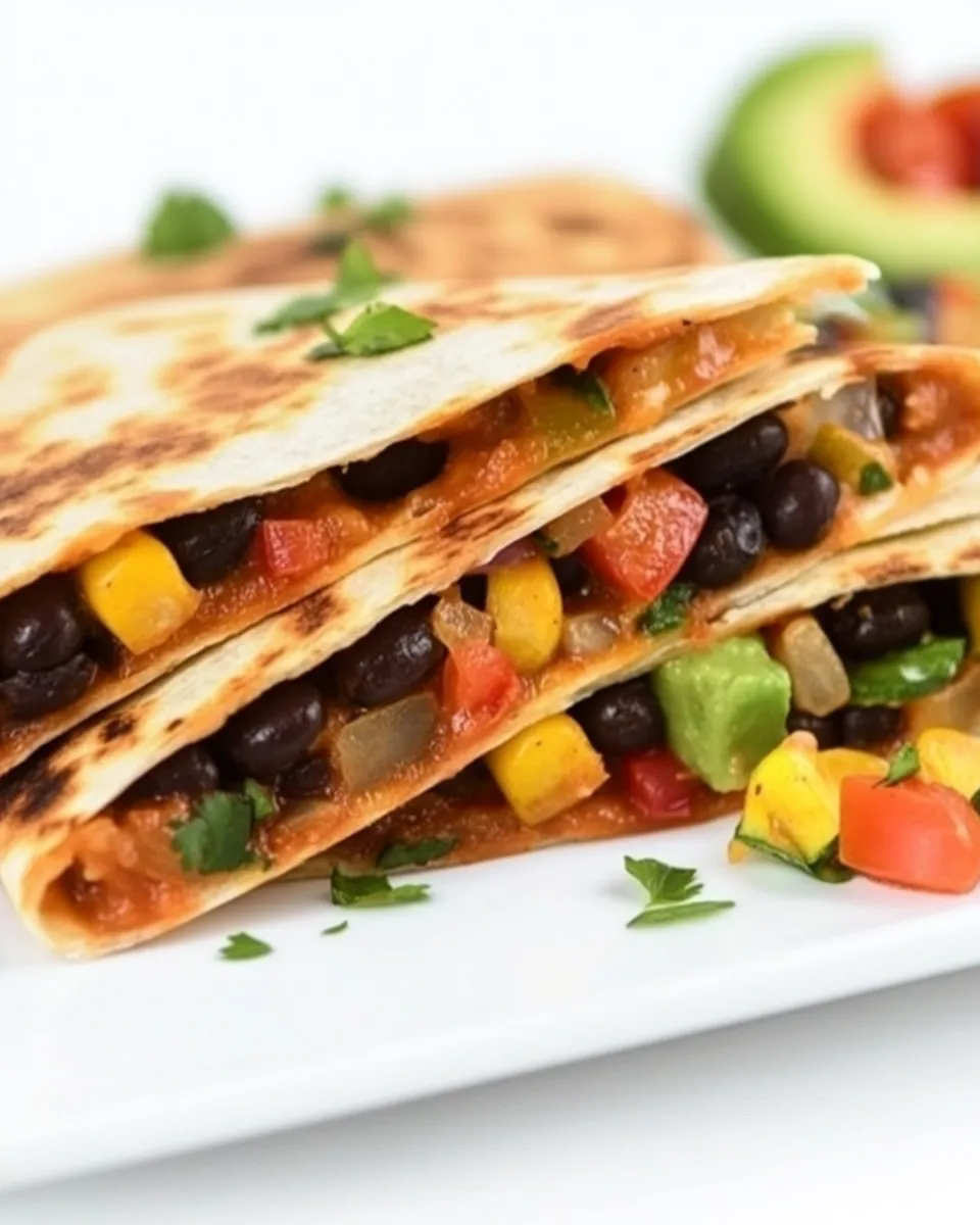 Delicious Loaded Black Bean Quesadilla with Veggies dish photo
