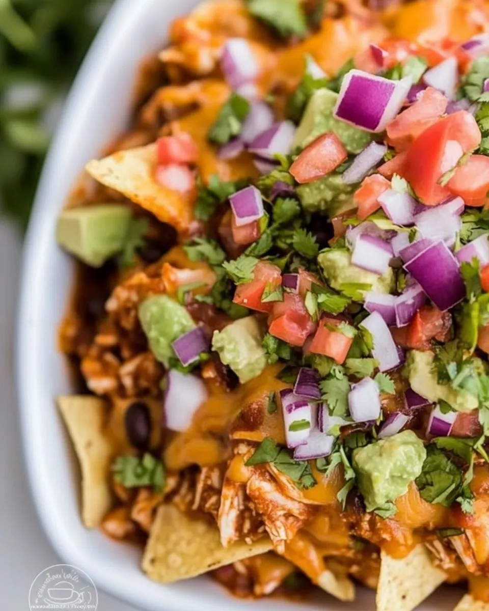 Savory Loaded Chicken Enchilada Nachos shot