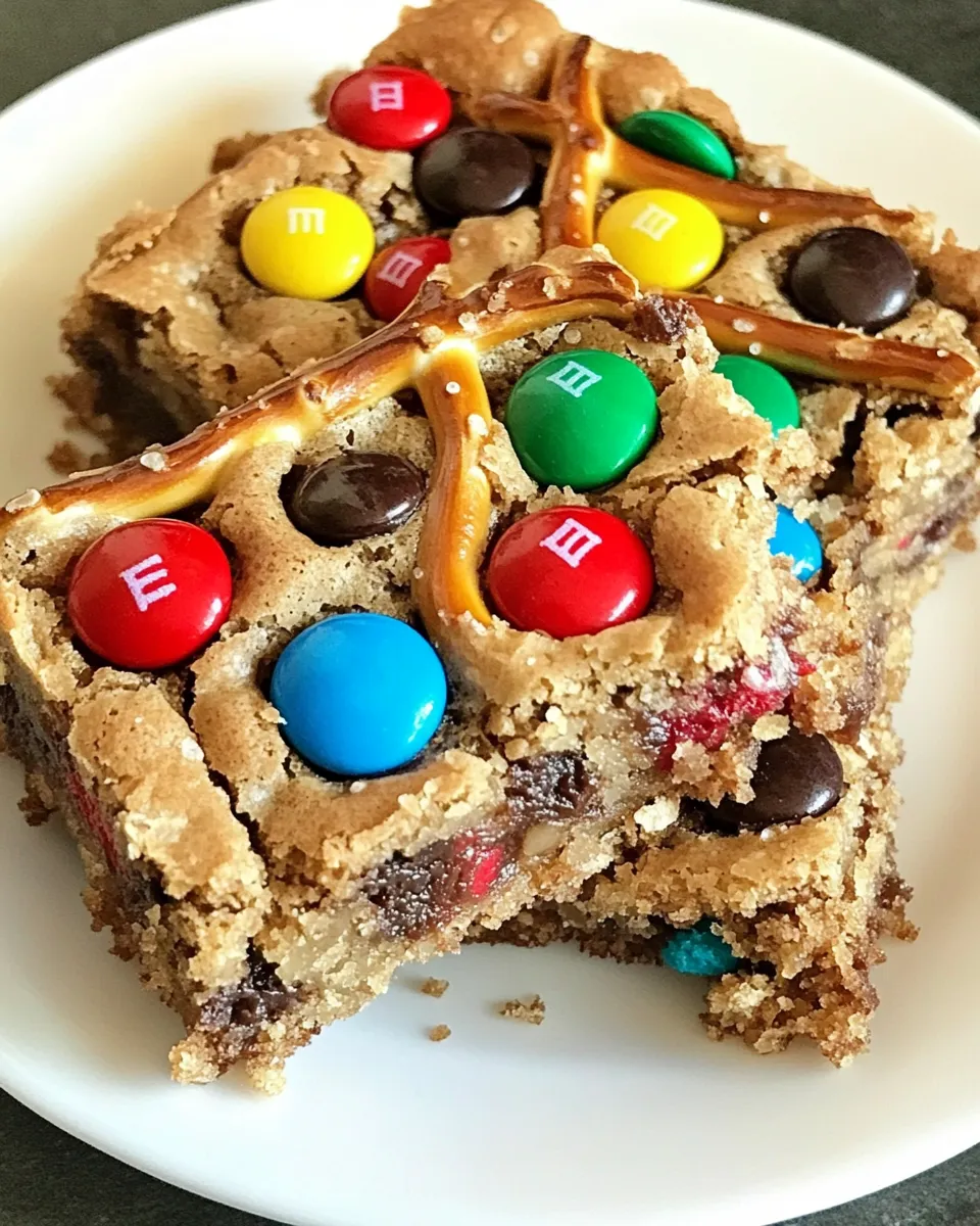 Homemade M&M Pretzel Blondies photo