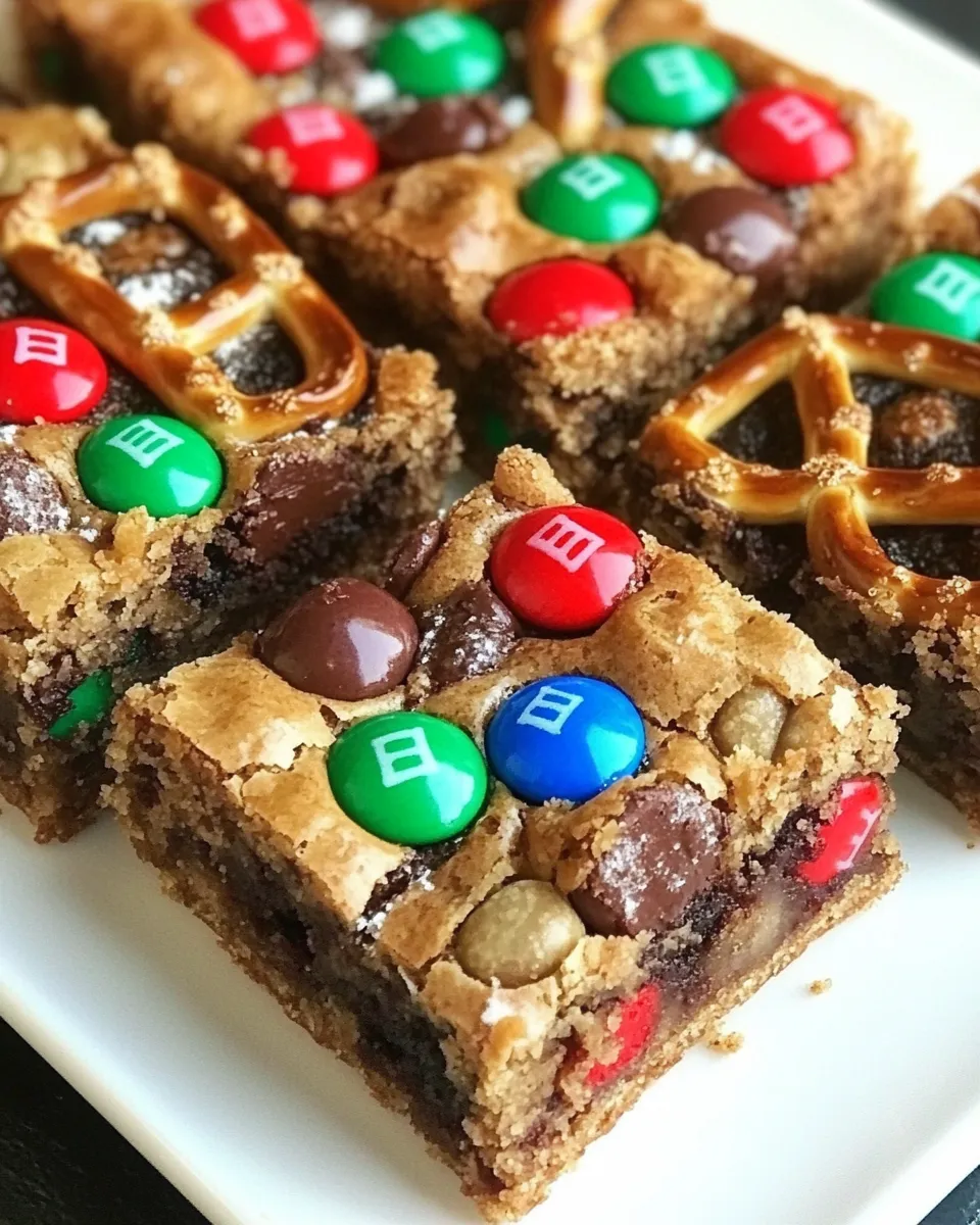 Easy M&M Pretzel Blondies recipe photo