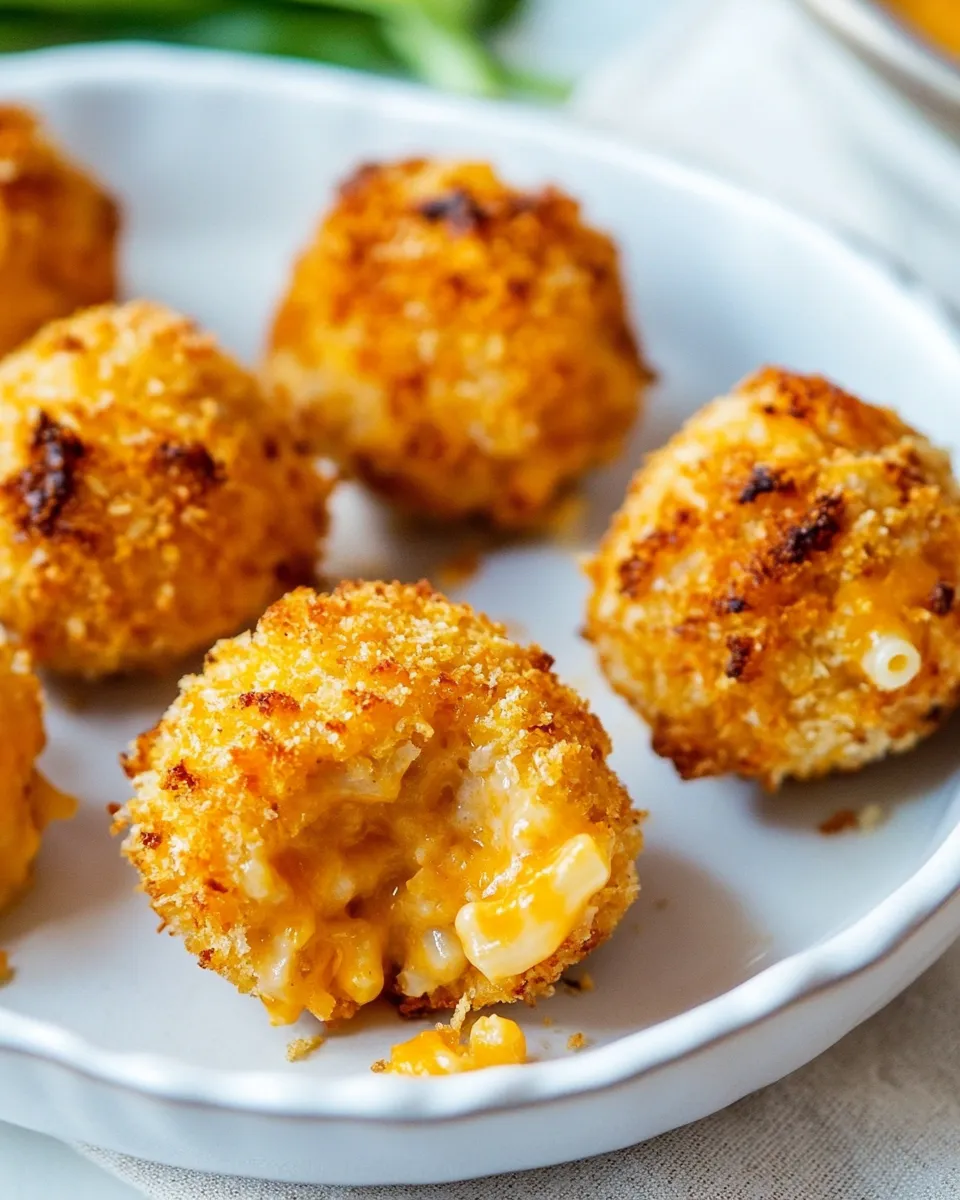 Easy Macaroni and Cheese Baked Cheese Balls food shot