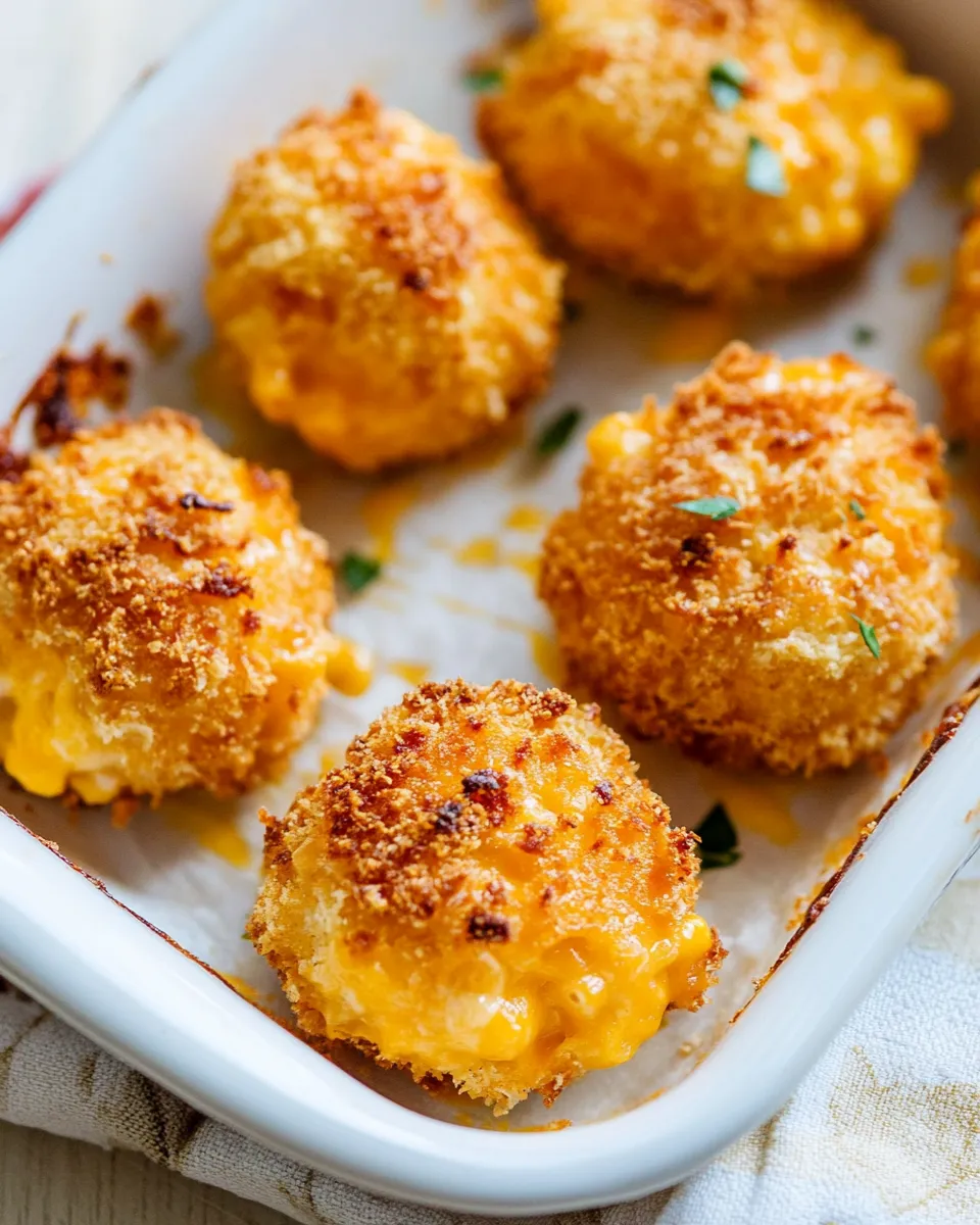 Delicious Macaroni and Cheese Baked Cheese Balls plate image