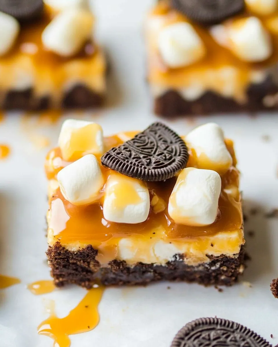 Classic Marshmallow Caramel Oreo Cookie SMores Bars image