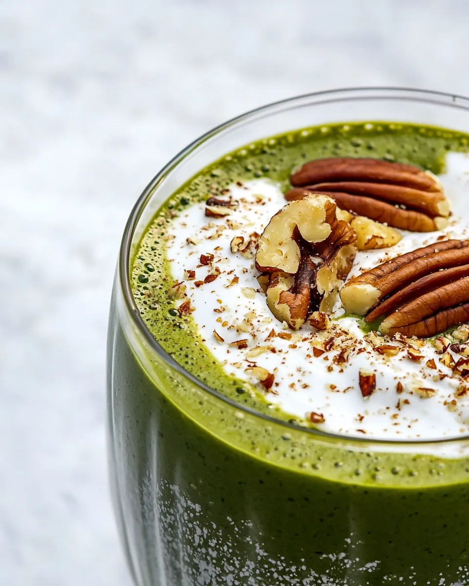 Easy Matcha Banana Breakfast Smoothie with Toasted Pecans recipe photo