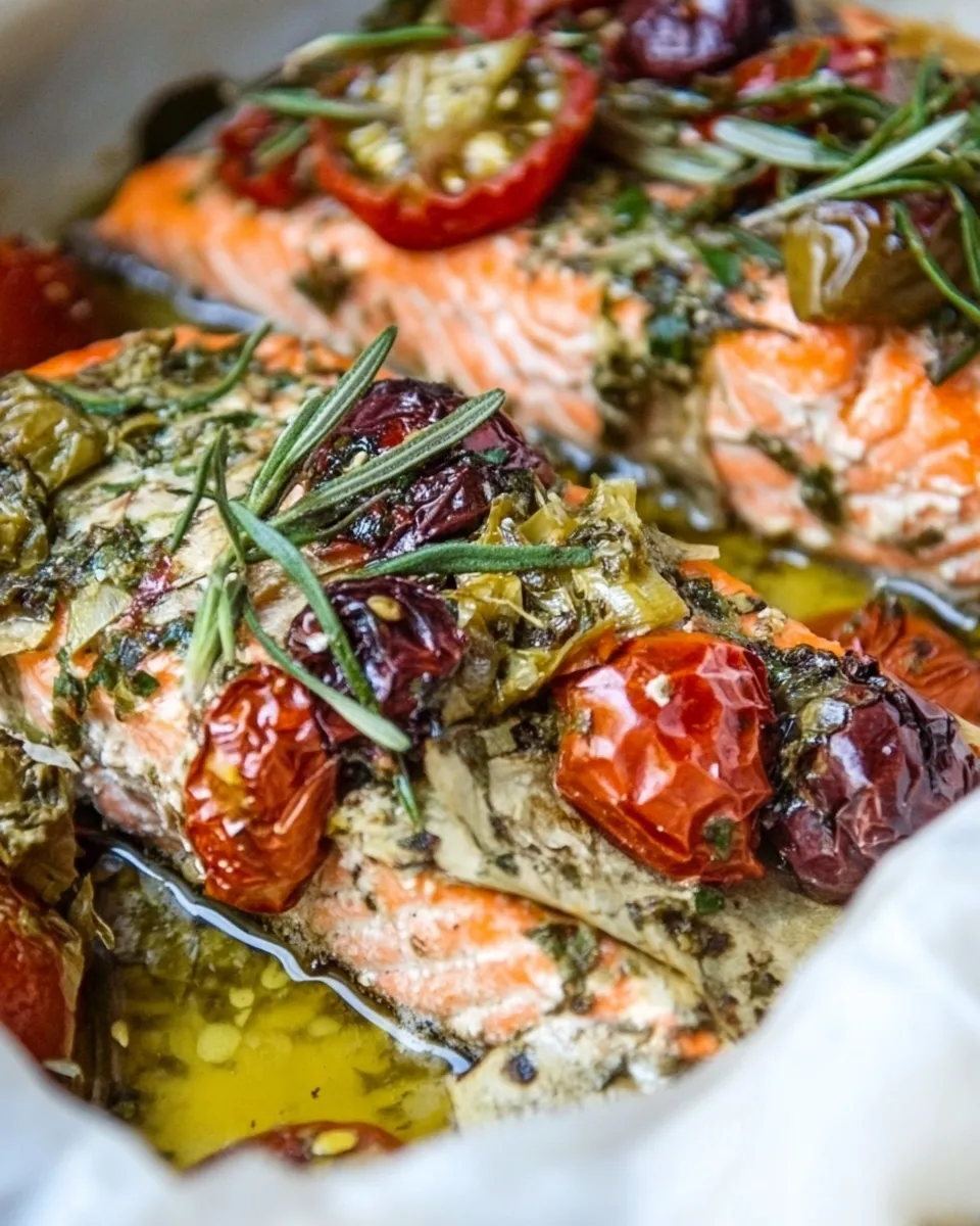 Delicious Mediterranean Salmon in Parchment Paper image