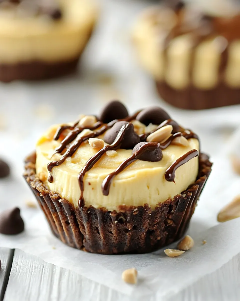 Easy Mini No Bake Chocolate Peanut Butter Cheesecakes recipe photo