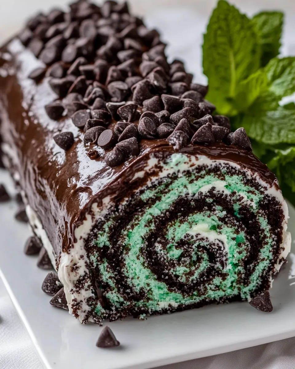 Classic Mint Chip Cake Roll image