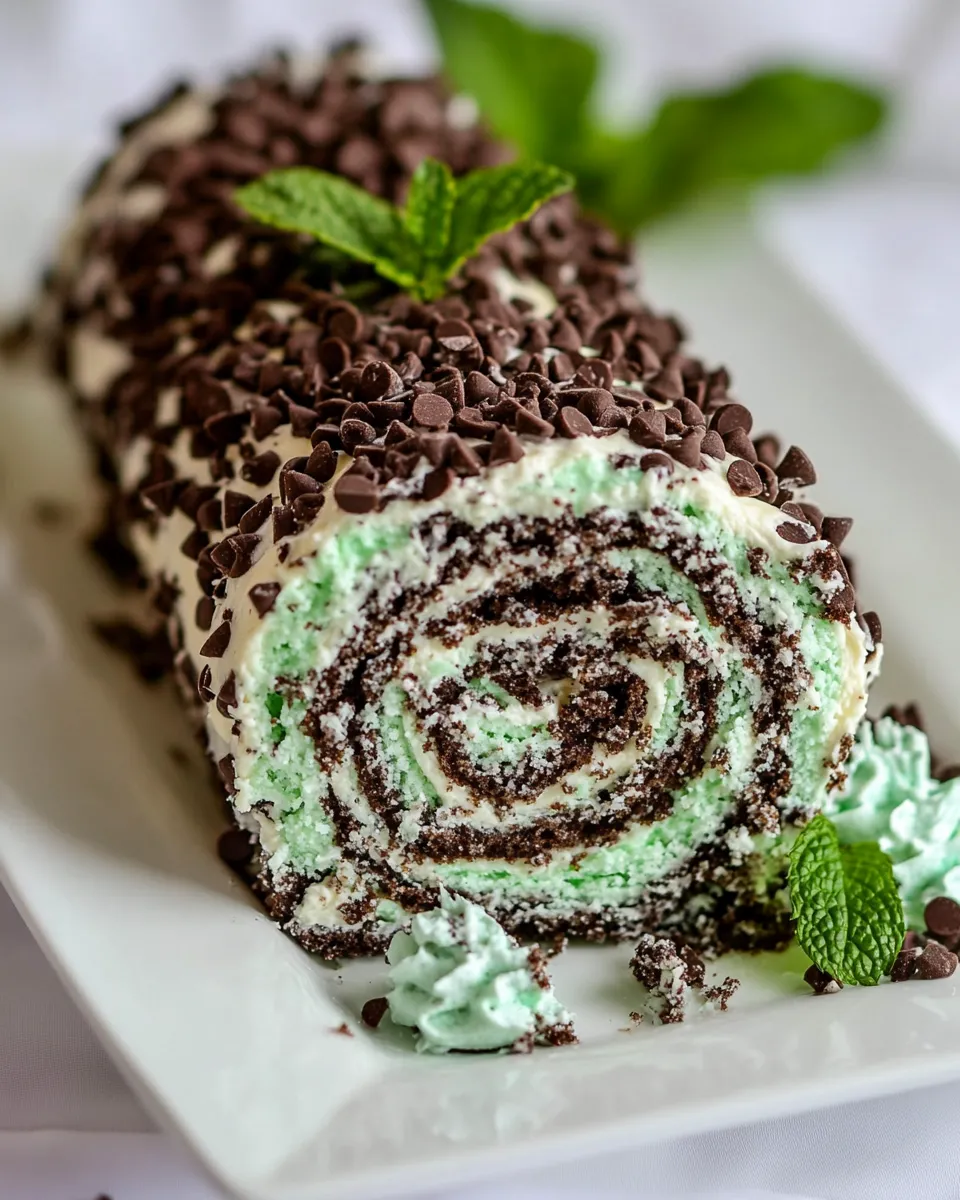 Easy Mint Chip Cake Roll recipe photo